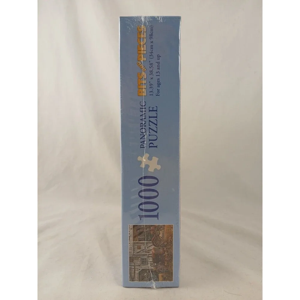 Bits and Pieces 1000 Piece Panoramic Puzzle-Still Waiting for Parts-Tractor-NEW!